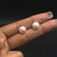 Handmade Freshwater Pearl Stud Earrings Button Shape 9mm Pink Color Excellent Luster Jewelry for Love Care and Everyday Glam
