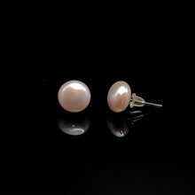 Handmade Freshwater Pearl Earrings Pink Color Ear Studs Button Shape 8mm Excellent Lustrous Jewelry Gift for Her Love and Joy