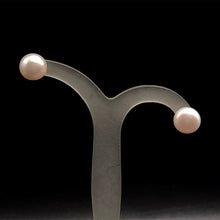 Handmade Freshwater Pearl Earrings Pink Color Ear Studs Button Shape 8mm Excellent Lustrous Jewelry Gift for Her Love and Joy