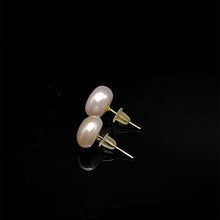 Handmade Freshwater Pearl Earrings Pink Color Ear Studs Button Shape 8mm Excellent Lustrous Jewelry Gift for Her Love and Joy