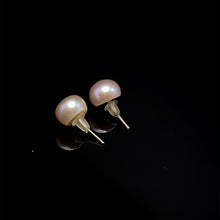 Freshwater Pearl Earrings Stud Purple Color 9mm Button Shape Excellent Luster Jewelry for Wisdom Love and Care