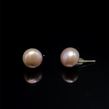 Freshwater Pearl Earrings Stud Purple Color 9mm Button Shape Excellent Luster Jewelry for Wisdom Love and Care