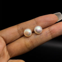 Handmade Pearl Freshwater Stud Earrings Plain Smooth Button Shape 9mm Pink Color Excellent Luster Timeless Pearl Gifting