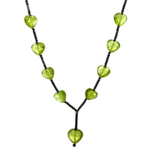 Natural Peridot Briolette Heart Gemstone Station Style Necklace Earring Set