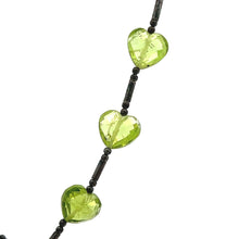 Natural Peridot Briolette Heart Gemstone Station Style Necklace Earring Set