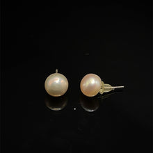 Freshwater Pearl Earring Cream Color Button Shape Stud 8-10mm Lustrous Quality Symbol of Love Care and Grace