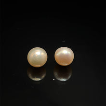 Freshwater Pearl Earring Cream Color Button Shape Stud 8-10mm Lustrous Quality Symbol of Love Care and Grace