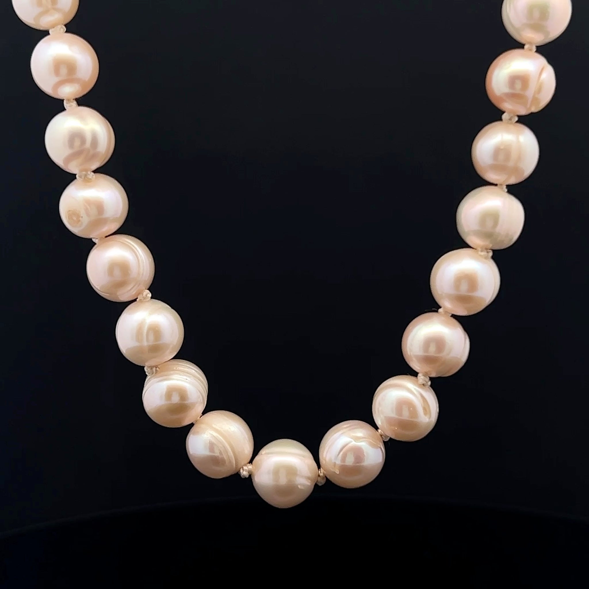 Natural Freshwater Pearl 9mm Cream Ringed Necklace 19.5inch Timeless Pearl Necklace for Peace and Positive Energy