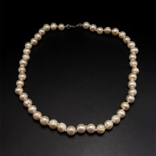 Natural Freshwater Pearl 9mm Cream Ringed Necklace 18.7inch Modern Pearl Jewelry for Confidence and Calm