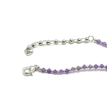 Symbolizing Royalty African Natural Amethyst 3mm with 925 Sterling Silver Station Necklace Faceted Rondelle Beaded Gemstone Silver Balls Charms