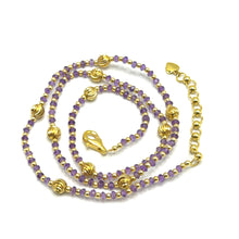 African Natural Amethyst 3mm with 925 Sterling Silver Station Necklace Faceted Rondelle Beaded Gemstone Charms February Birthstone