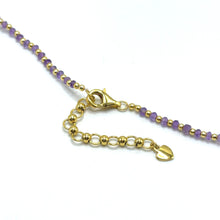 African Natural Amethyst 3mm with 925 Sterling Silver Station Necklace Faceted Rondelle Beaded Gemstone Charms February Birthstone