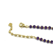 Rich Purple Natural African Amethyst 4mm with 925 Sterling Silver Station Necklace Faceted Rondelle Beaded Gemstone for Calm Energy