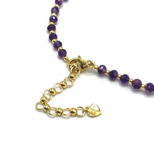 Rich Purple Natural African Amethyst 4mm with 925 Sterling Silver Station Necklace Faceted Rondelle Beaded Gemstone for Calm Energy