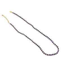 Rich Purple Natural African Amethyst 4mm with 925 Sterling Silver Station Necklace Faceted Rondelle Beaded Gemstone for Calm Energy