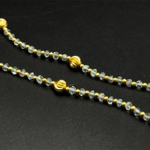 Natural Aquamarine 3mm with 925 Sterling Silver Station Necklace Faceted Rondelle Beaded Gemstone Gold Charms March Birthstone