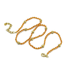 Creativity Stone Natural Carnelian 3mm with 925 Sterling Silver Station Necklace Faceted Rondelle Beaded Gemstone Gold Charms