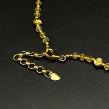 November Birthstone Natural Light Citrine 3mm with 925 Sterling Silver Station Necklace Faceted Rondelle Beaded Gemstone Gold Charms