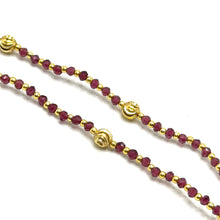 Garnet Natural 3mm with 925 Sterling Silver Station Necklace Faceted Rondelle Beaded Gemstone Gold Charms January Birthstone