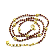 Garnet Natural 3mm with 925 Sterling Silver Station Necklace Faceted Rondelle Beaded Gemstone Gold Charms January Birthstone
