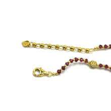 Garnet Natural 3mm with 925 Sterling Silver Station Necklace Faceted Rondelle Beaded Gemstone Gold Charms January Birthstone