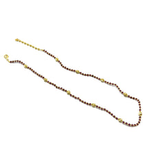 Garnet Natural 3mm with 925 Sterling Silver Station Necklace Faceted Rondelle Beaded Gemstone Gold Charms January Birthstone