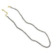 Natural Iolite 3mm with 925 Sterling Silver Station Necklace Faceted Rondelle Beaded Gemstone Plain Silver Ball Charms Third Eye Chakra