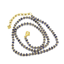 4mm Natural Iolite with 925 Sterling Silver Station Necklace Faceted Rondelle Beaded Gemstone Plain Silver Ball Charms Intuition Stone