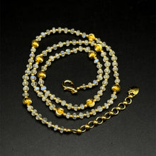 Natural Moonstone 4mm with 925 Sterling Silver Station Necklace Faceted Rondelle Beaded Gemstone Gold Charms June Birthstone