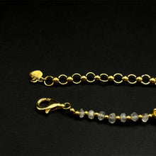 Natural Moonstone 4mm with 925 Sterling Silver Station Necklace Faceted Rondelle Beaded Gemstone Gold Charms June Birthstone