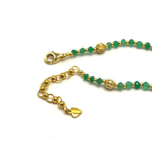 Grounding Stone Natural Onyx 4mm with 925 Sterling Silver Station Necklace Faceted Rondelle Beaded Gemstone Gold Charms