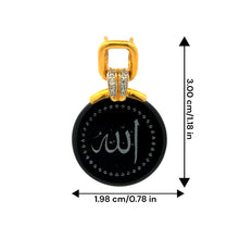 9K Yellow Gold Natural Diamond & Black Onyx Allah Two-Sided Pendant | Islamic Heritage Fine Jewelry