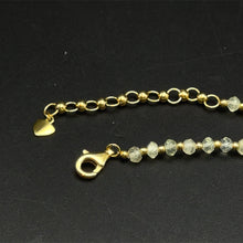 Natural Prehnite 4mm Faceted Rondelle Necklace with 925 Sterling Silver Station Beaded Gemstone Healing Energy