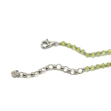 Natural Peridot 3mm with 925 Sterling Silver Station Necklace Faceted Rondelle Beaded Gemstone Silver Balls Jewelry for Energy Renewal