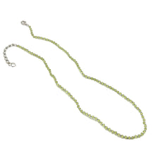 Natural Peridot 3mm with 925 Sterling Silver Station Necklace Faceted Rondelle Beaded Gemstone Silver Balls Jewelry for Energy Renewal