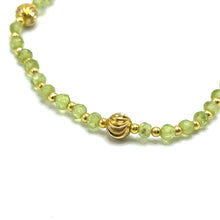 August Birthstone Natural Peridot 4mm with 925 Sterling Silver Station Necklace Faceted Rondelle Beaded Gemstone Gold Charms