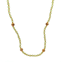 August Birthstone Natural Peridot 4mm with 925 Sterling Silver Station Necklace Faceted Rondelle Beaded Gemstone Gold Charms