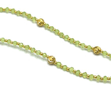 August Birthstone Natural Peridot 4mm with 925 Sterling Silver Station Necklace Faceted Rondelle Beaded Gemstone Gold Charms