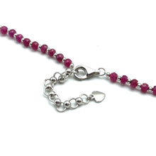 Rondelle Shape Natural Ruby 4mm with 925 Sterling Silver Station Necklace Faceted Beaded Gemstone Classic Power