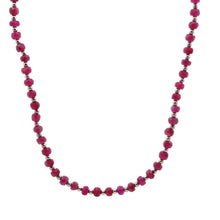 Rondelle Shape Natural Ruby 4mm with 925 Sterling Silver Station Necklace Faceted Beaded Gemstone Classic Power