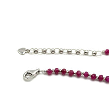 Classic Natural Ruby 4.5mm with 925 Sterling Silver Station Necklace Faceted Rondelle Beaded Gemstone Vitality Gem