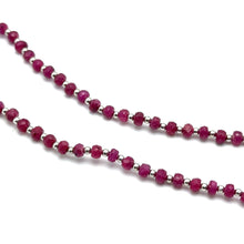 Rondelle Shape Natural Ruby 4mm with 925 Sterling Silver Station Necklace Faceted Beaded Gemstone Classic Power