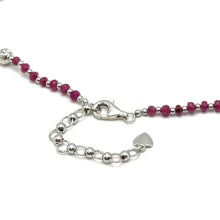 Timeless 925 Sterling Silver Station Necklace with Natural Ruby 4mm Faceted Rondelle Beaded Gemstone Silver Charms July Birthstone
