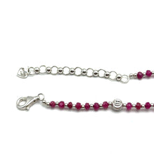 Precious Natural Ruby 3mm with 925 Sterling Silver Station Necklace Faceted Rondelle Beaded Gemstone Silver Charms Passion Stone