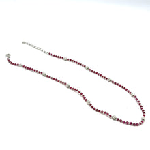 Timeless 925 Sterling Silver Station Necklace with Natural Ruby 4mm Faceted Rondelle Beaded Gemstone Silver Charms July Birthstone