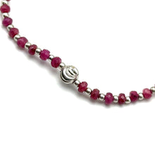 Timeless 925 Sterling Silver Station Necklace with Natural Ruby 4mm Faceted Rondelle Beaded Gemstone Silver Charms July Birthstone
