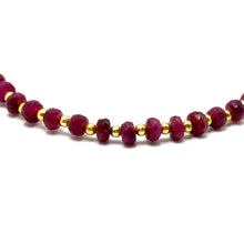 Artisan 925 Sterling Silver Station Necklace with Natural Ruby 4mm Faceted Rondelle Beaded Gemstone Courage Stone