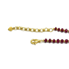 Artisan 925 Sterling Silver Station Necklace with Natural Ruby 4mm Faceted Rondelle Beaded Gemstone Courage Stone