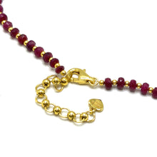 Artisan 925 Sterling Silver Station Necklace with Natural Ruby 4mm Faceted Rondelle Beaded Gemstone Courage Stone