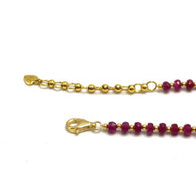 Authentic 925 Sterling Silver Station Necklace with Natural Ruby 4mm Faceted Rondelle Beaded Gemstone Love Energy